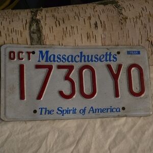 MA Liscence Plate Vintage Out Of Use 1730 YO Spirit Of AMERICA